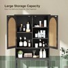 Rattan Toilet Storage Cabinet Over the Rack Wood Cabinet with Metal Stand Bathroom Organizer Adjustable Shelf Tall Freestanding - 4 of 4