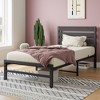 Twin Size Platform Bed Frame with Rustic Vintage Wood Headboard, No Box Spring Needed Black - 2 of 4