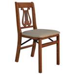 2pc French Cane Folding Chairs Cherry - Stakmore