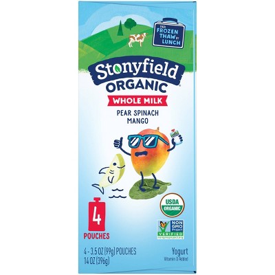 Stonyfield Organic Whole Milk Pear Spinach Mango Kids&#39; Yogurt - 4ct/3.5oz Pouches_1