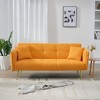 70'' Teddy Fleece 2-in-1 Sofa Bed with Adjustable Arms and Backrest, Modern Living Room Sofa - 2 of 4