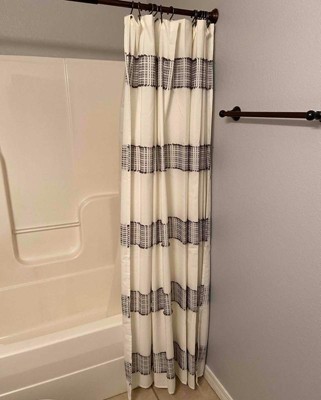 Clipped Jacquard Stripe Shower Curtain Sour Cream/railroad Gray ...