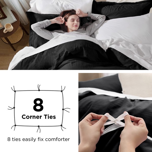 Funda Nórdica Bedsure - Set de Ropa de Cama de 3 Piezas Prelavado Extra Suave de Poliéster Tipo Algodón (1 Funda Nórdica con Cierre de Cremallera y 2 Fundas de Almohada) Queen 5