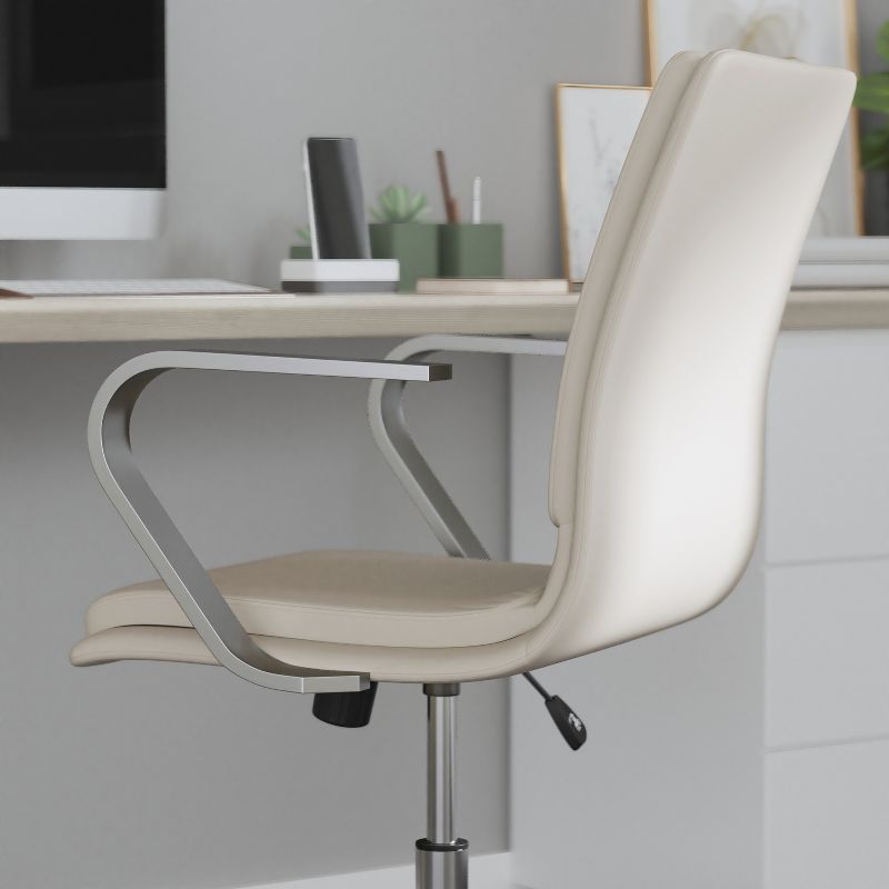 Merrick Lane Mid-Back Home Office Chair with Armrests, Height Adjustable Swivel Seat and Five Star Base, 6 of 13