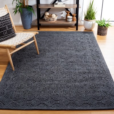 Charcoal Geometric Hand-Tufted Wool 4' x 6' Area Rug