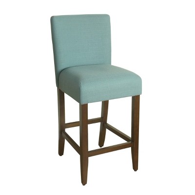 29" Wooden Barstool within Textured Fabric Upholstery Teal - Benzara