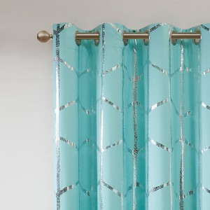 Gracie Mills Isabelle Metallic Geometric Total Blackout Grommet Top Curtain Panel - 1 of 4