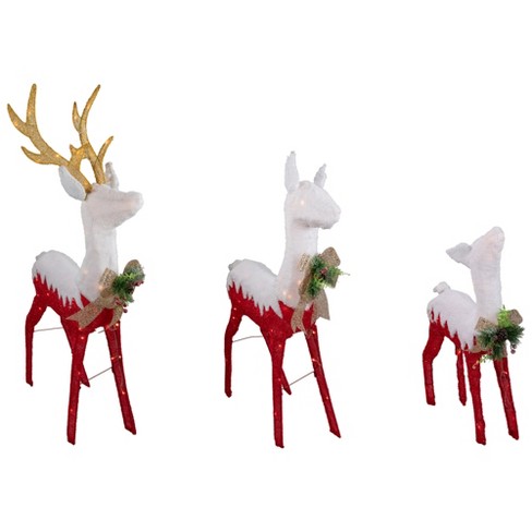 Northlight Set Of 3 Lighted Red Reindeer Family Outdoor Christmas ...
