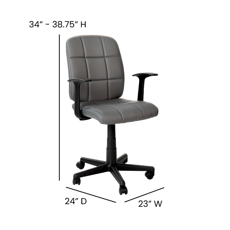 Flash Furniture Mid-Back Gray Quilted Vinyl Swivel Task Office Chair with Arms, 5 of 11