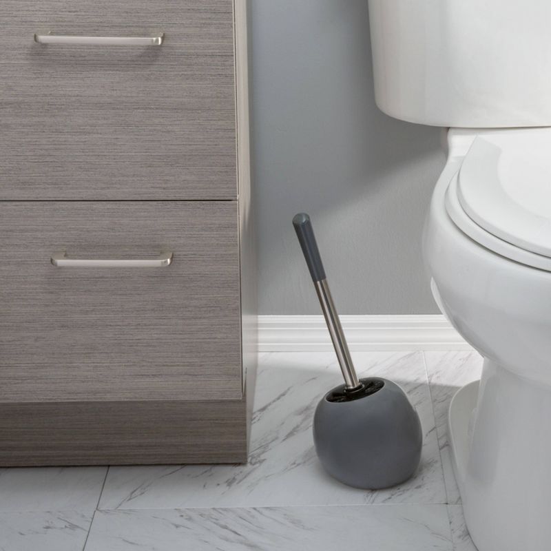 Ceramic Dome Toilet Brush and Holder Gray - Bath Bliss, 5 of 6