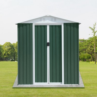 NicBex 6*4ft Outdoor Storage Shed Metal Garden Shed with Single Door and Apex Roof, Weatherproof and Durable, for Garden Tools and Equipment