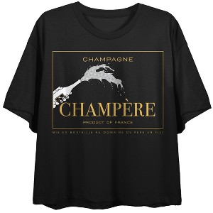 Emily in Paris Champere Ad Women's Black Short Sleeve Crew Neck Crop Tee - 1 of 3