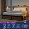 Queen Bed Frame with Wood Headboard Metal Platform Bed with 2 Storage Drawers Shelf Built-in Charging Station LED Lights No Box Spring Needed - 4 of 4