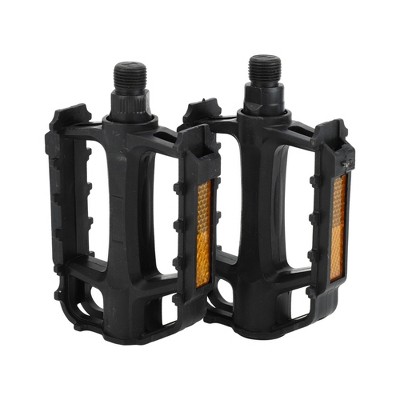 Unique Bargains Cycling Bike Pedal 9/16" Spindle Plastic Bike Flat Pedals for Road Mountain BMX MTB Bike Black