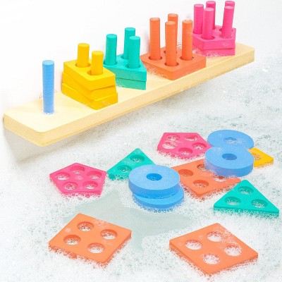 Tub Works Splash, Stack & Sort Shape Sorter & Stacking Toddler Bath Toy