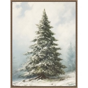 Amanti Art Snow Covered Evergreen Fir Tree by The Creative Bunch Studio Canvas Art Framed - 1 of 4