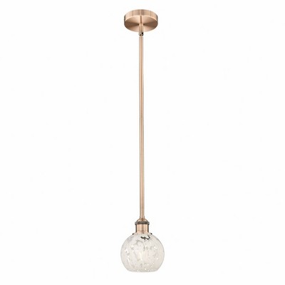 White Mouchette - 1 Light Stem Hung Mini Pendant In Modern Style-7.5 Inches Tall and 6 Inches Wide