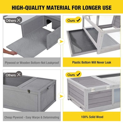 Gray Wooden Tortoise Habitat with Adjustable Lamp Holder