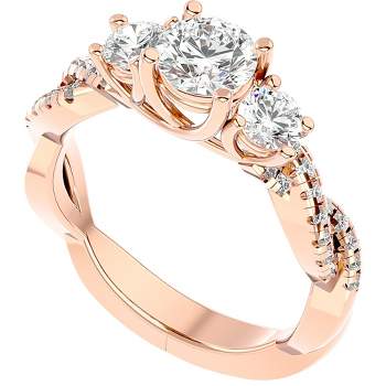 Pompeii3 1 1/4Ct Diamond & Moissanite Accent Engagement Ring in 10k Gold