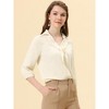Allegra K Women's V Neck 3/4 Sleeves Collared Work Office Top Blouse - 2 of 4