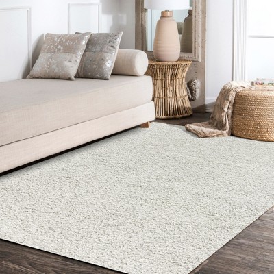 White 8' x 10' Synthetic Shag Area Rug