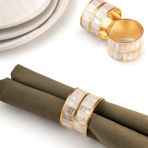 Primrose White Pearl Napkin Rings Set of 6