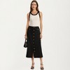 Anna-Kaci Women's High Waist Midi Skirt with Front Button Detailing, Faux Flap Pockets and Sleek Tailored Silhouette - 3 of 4