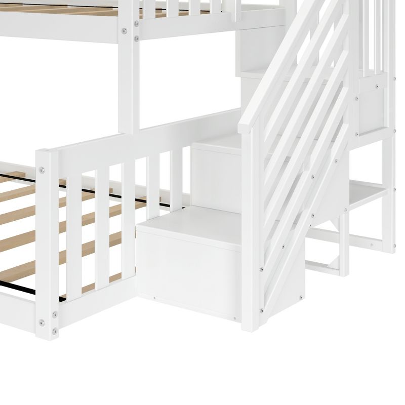 Max & Lily Wooden Twin over Full Low Bunk Bed for Kids with Staircase, 3 of 6