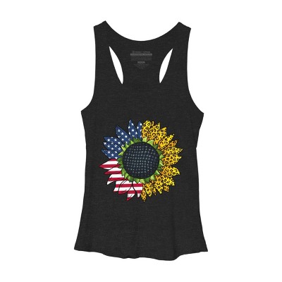 Women's Design By Humans July 4th American Sunflower Leopard By mehmus Racerback Tank Top