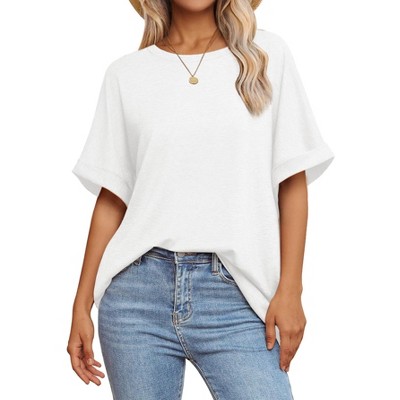 Oversized Tops for Women Summer T Shirts Workout Tees Short Sleeve Blouses Casual Tunic Tops
