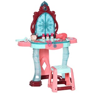 Kids Vanity Set with Self-Opening Magic Mirror, Princess Makeup Vanity Table Set with Music, Tabletop with Lights - 1 of 4