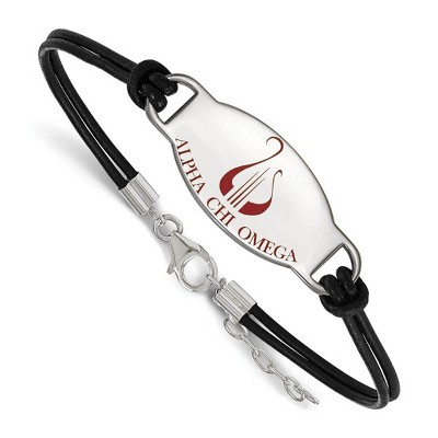 Black Bow Jewelry Sterling Silver Alpha Chi Omega Greek Life Strand Bracelet 7 Inch