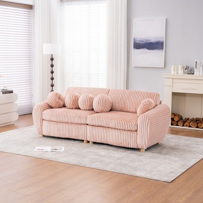 JUJABU 84" Corduroy Modern Sofa, Sectional Love Seat Couch with Upholstered