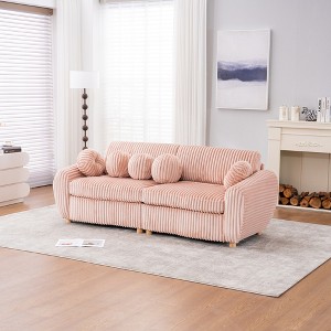 JUJABU 84" Corduroy Modern Sofa, Sectional Love Seat Couch with Upholstered - 1 of 4
