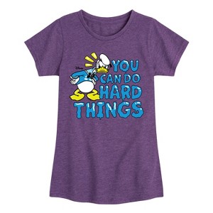 Girls' - Disney - Donald Duck You Can Do Hard Things Fitted Short Sleeve Graphic T-Shirt - 1 of 4