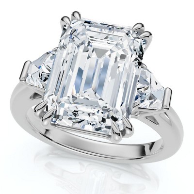 Pompeii3 Certified 4.40Ct Emerald Diamond Engagement Ring 14k Gold or Platinum Lab Created