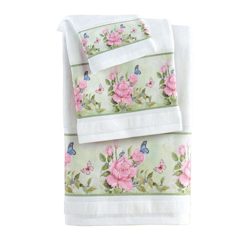 Collections Etc Colorful Butterfly Rose 3-Piece Bath Towel Set, 1 of 3