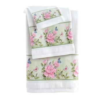 Collections Etc Colorful Butterfly Rose 3-Piece Bath Towel Set