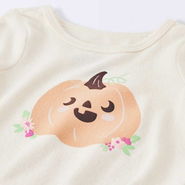 Conjunto de Bebé Niña de Camisa de Manga Corta y Shorts de Ciclista Calabaza - Cloud Island™ Crema 3