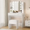Makeup Vanity Desk with Mirror and 12 LED Lights, White Vanity Table with Power Outlet - 2 of 4