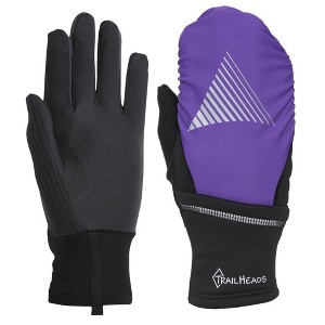 TrailHeads Womens Running Gloves - Touchscreen Fingers & Convertible Waterproof Mitten Shell - 1 of 4