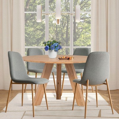 Oslo Modern Design Dining Chair Set Of 4 and 8, Linen Dining Chair with Oak Metal Legs, Indoor Furniture - Maison Boucle
