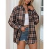 Coolmee Women's Button Down Flannel Shirts Plaid Shacket Long Sleeve Collared Business Casual Tops Work Blouses - 3 of 4