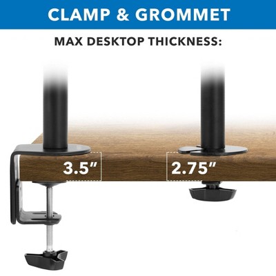 Black Adjustable Triple Monitor Desk Mount with Steel and Aluminum Arms