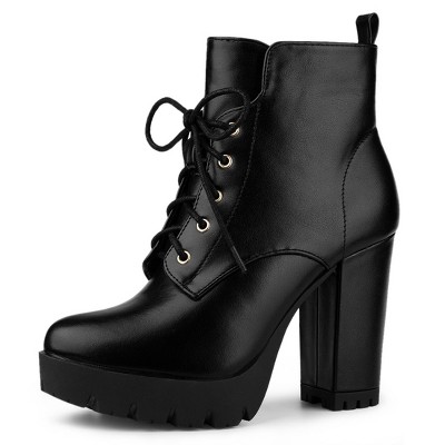 Lace up chunky heel outlet boots