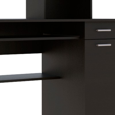 Vynxaria Ergonomic Black Desk Shelves Keyboard Tray CPU Storage for Productive Office Setups