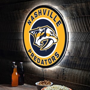 Evergreen Ultra-Thin Edgelight LED Wall Decor, Round, Nashville Predators- 23 x 23 Inches Made In USA - 1 of 4