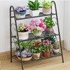 3 Tier Metal Plant Stand for Multiple Plants, Space Saving Decorative Ladder Tiered Flower Planter Rack for Living Room Balcony Garden - 2 of 4
