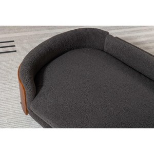 Gulches Scandinavian Style Large Dog Pet Sofa with Solid Wood Legs, Curved Walnut Wood Back, Velvet Cushion in Dark Gray - 1 of 4