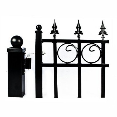 7.5-Foot Black Metal Pedestrian Gate Posts with Ball Finials